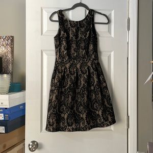 Black Mystic Los Angeles brand fit and flare lace mesh overlay dress size s